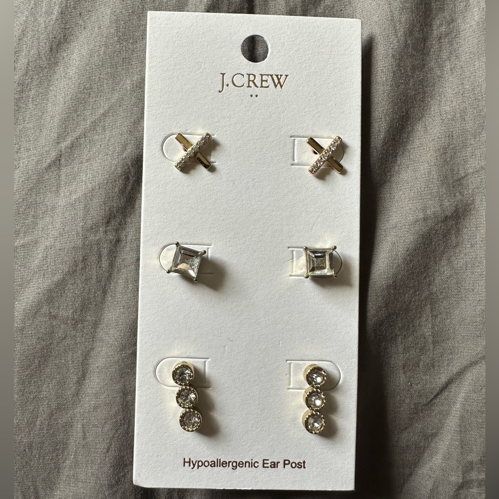 J Crew 3 set earrings new with tags